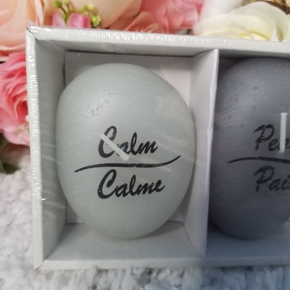Set of 3 Faux Rock Candles Calm Peace Serenity - Picture 3 of 5